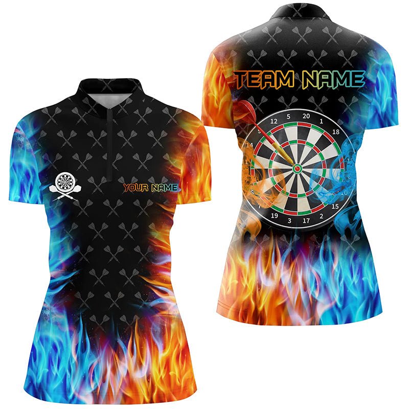 Maßgeschneidertes Damen Feuer & Wasser 3D Dart Board Viertel - Zip Shirt T1218 - Outfitsuche