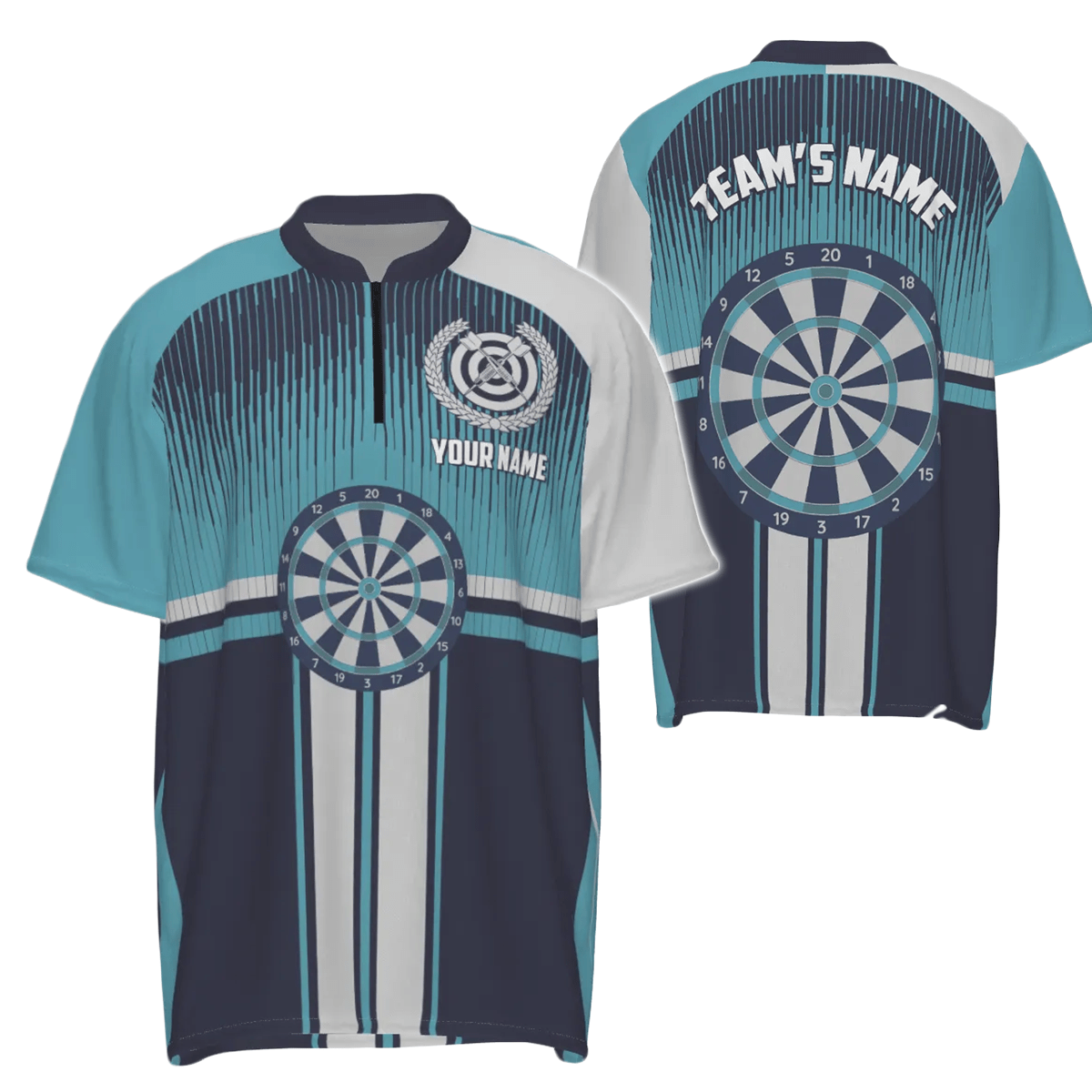 Maßgeschneidertes Dartboard im Sportstil, weiß-blaues Herren-Poloshirt, Darts-Trikot für Männer K145 - Outfitsuche