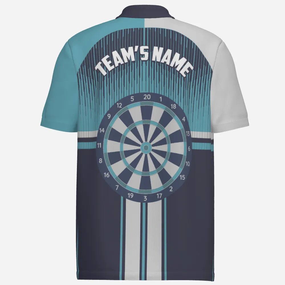 Maßgeschneidertes Dartboard im Sportstil, weiß-blaues Herren-Poloshirt, Darts-Trikot für Männer K145 - Outfitsuche