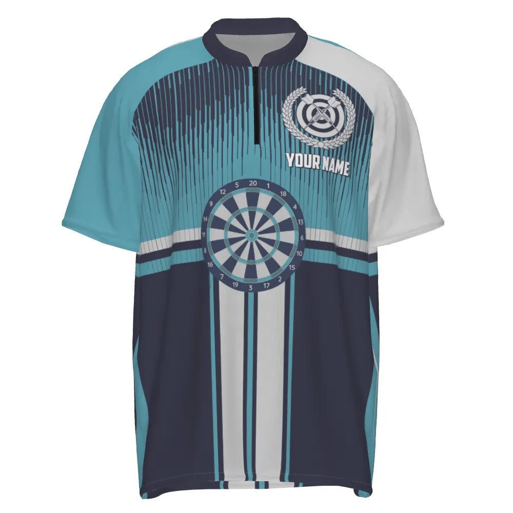 Maßgeschneidertes Dartboard im Sportstil, weiß-blaues Herren-Poloshirt, Darts-Trikot für Männer K145 - Outfitsuche