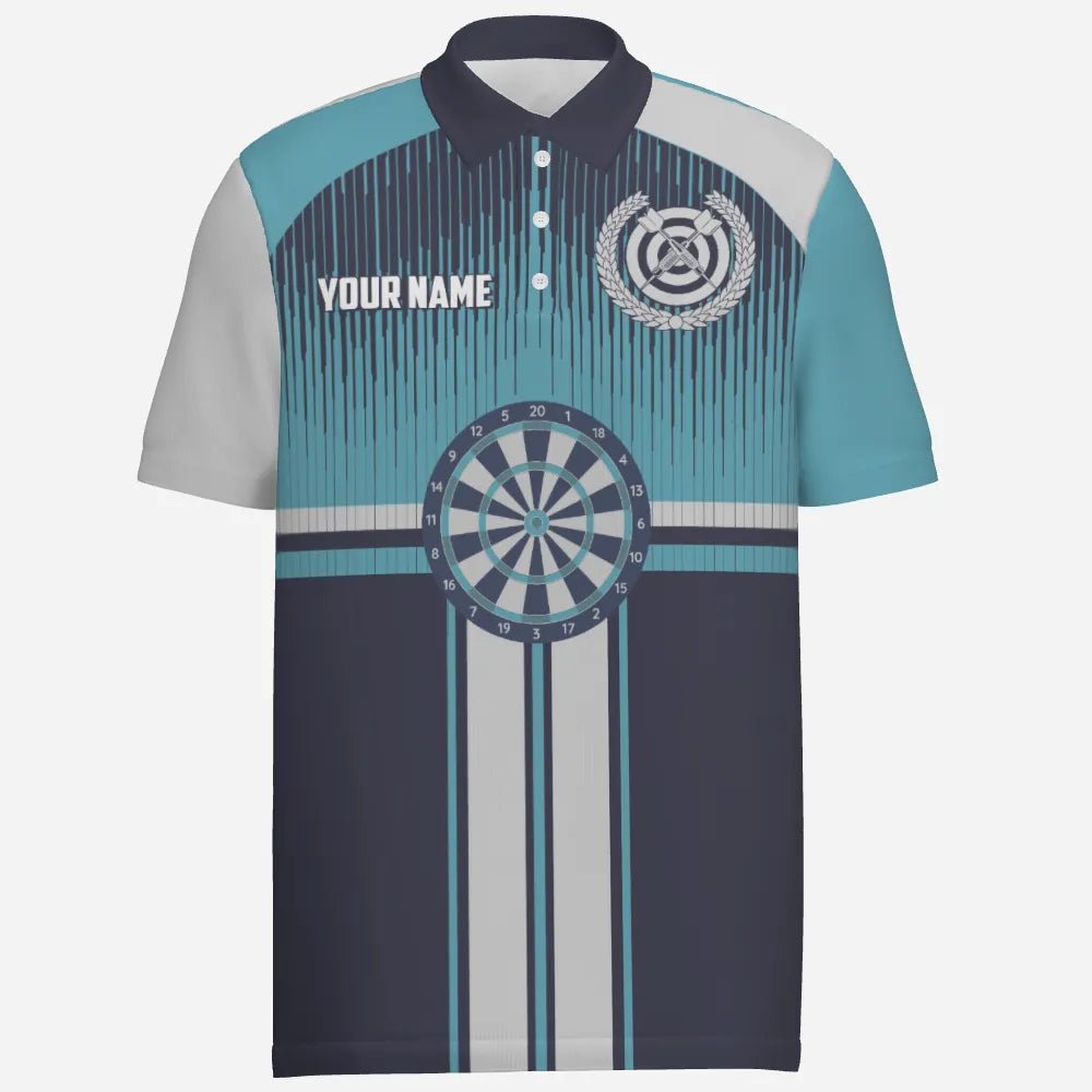 Maßgeschneidertes Dartboard im Sportstil, weiß-blaues Herren-Poloshirt, Darts-Trikot für Männer K145 - Outfitsuche