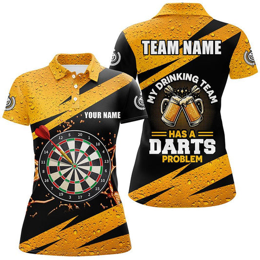 Mein Trinkteam hat ein Dartproblem Damen Darts Polo Shirt Personalisierte Bier Dart Trikots L1456 - Outfitsuche