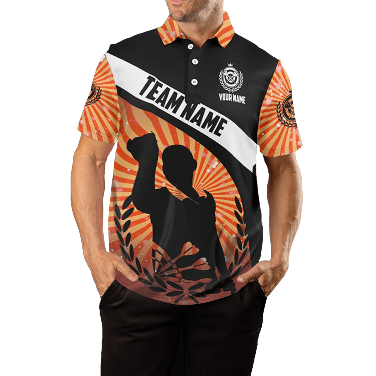 Orange Halo Herren Darts Polo Shirt - Darts - Liebhaber, Orange, Herren Polo O199 - Outfitsuche