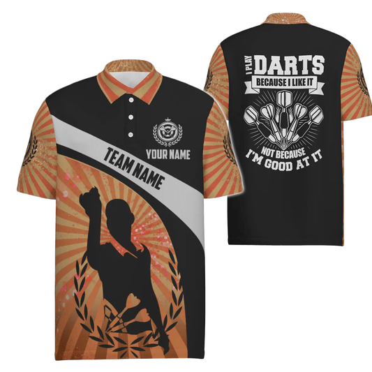 Orange Halo Herren Darts Polo Shirt, individuell anpassbares Dart-Trikot für Männer - Ich spiele Darts, weil es mir gefällt O199 - Outfitsuche