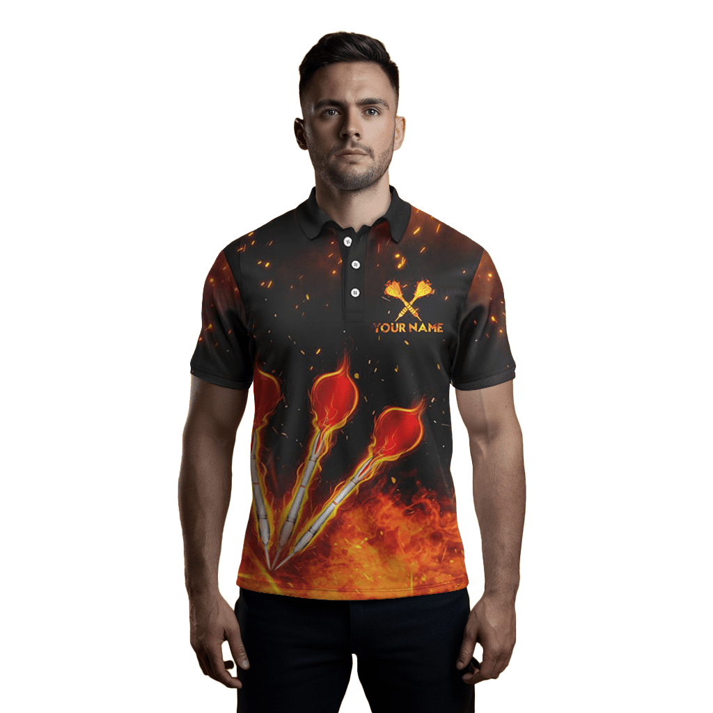 Orange Herren Darts Polo Shirt | Feuerflamme | Dart Trikot L1440 - Outfitsuche