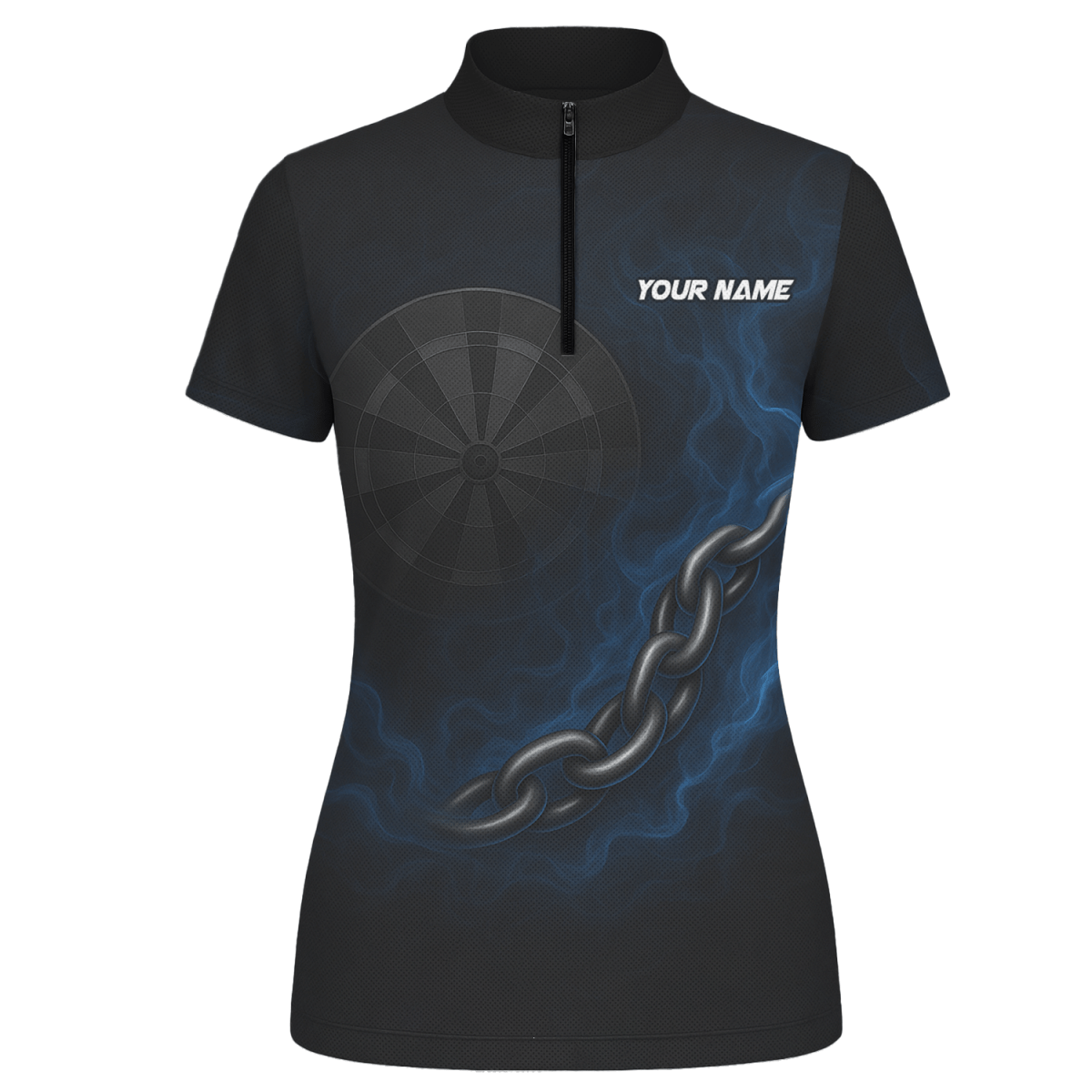 Personalisierbares Damen Poloshirt Schwarz Blau mit Skorpion Kettenpfeil Motiv - Outfitsuche