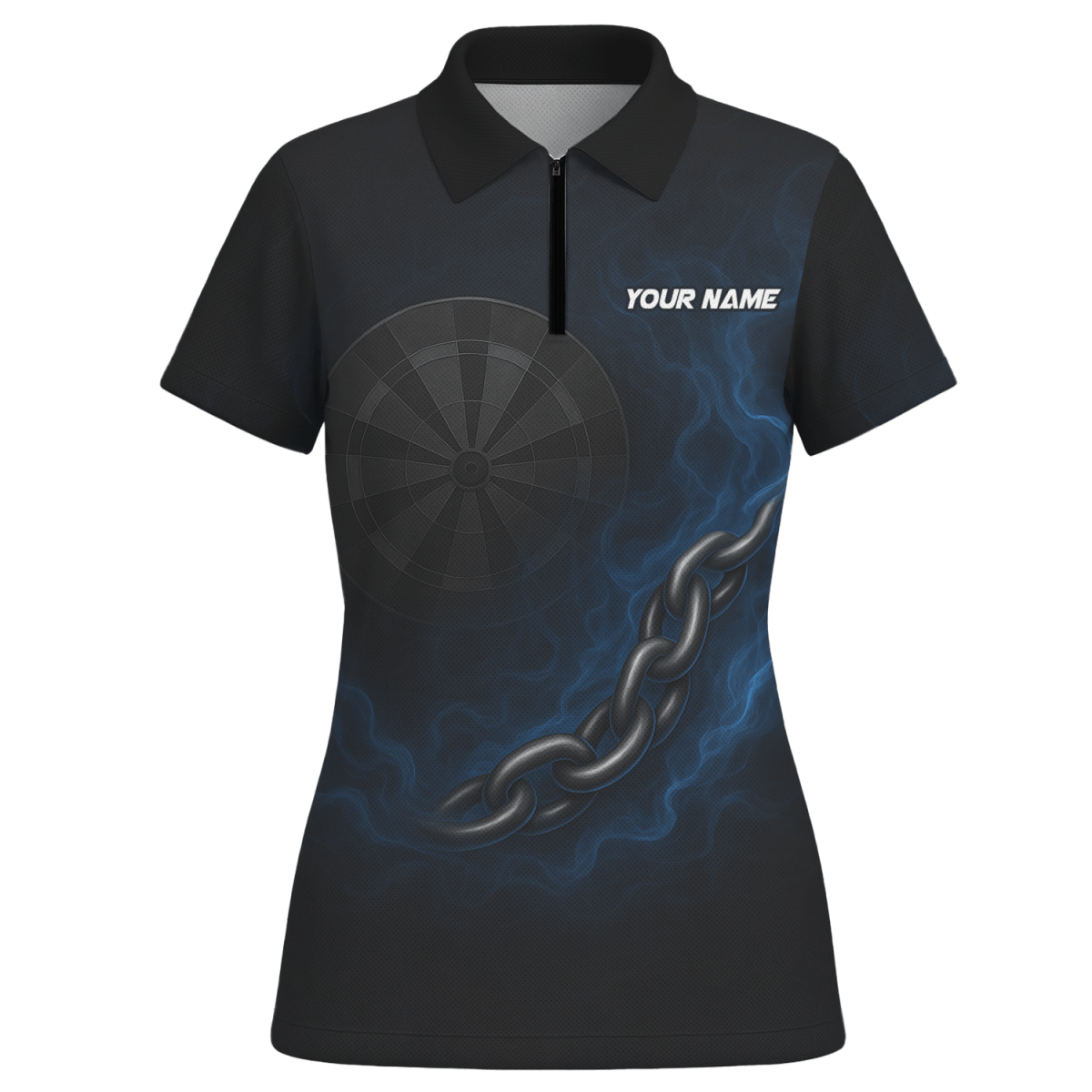 Personalisierbares Damen Poloshirt Schwarz Blau mit Skorpion Kettenpfeil Motiv - Outfitsuche