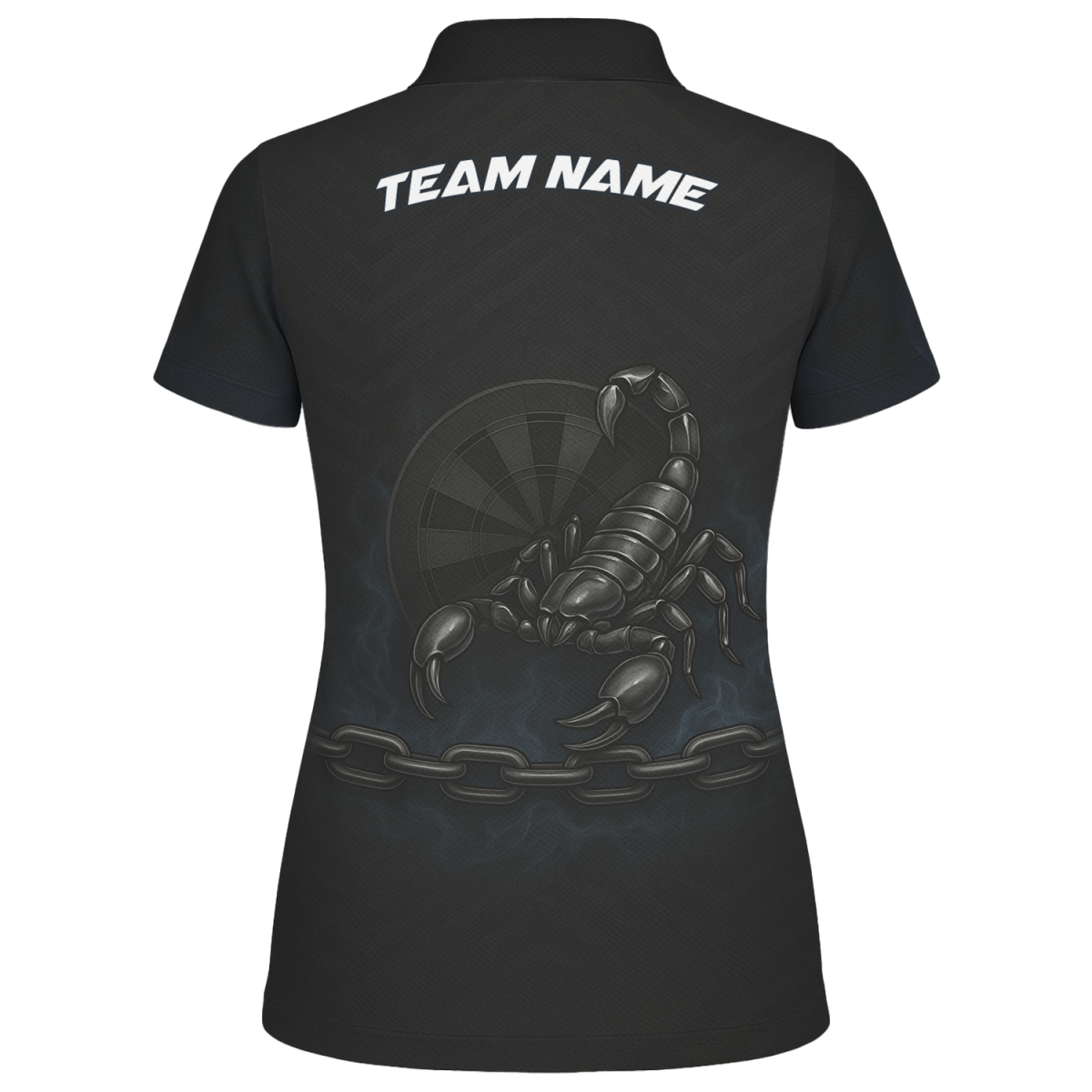 Personalisierbares Damen Poloshirt Schwarz Blau mit Skorpion Kettenpfeil Motiv - Outfitsuche