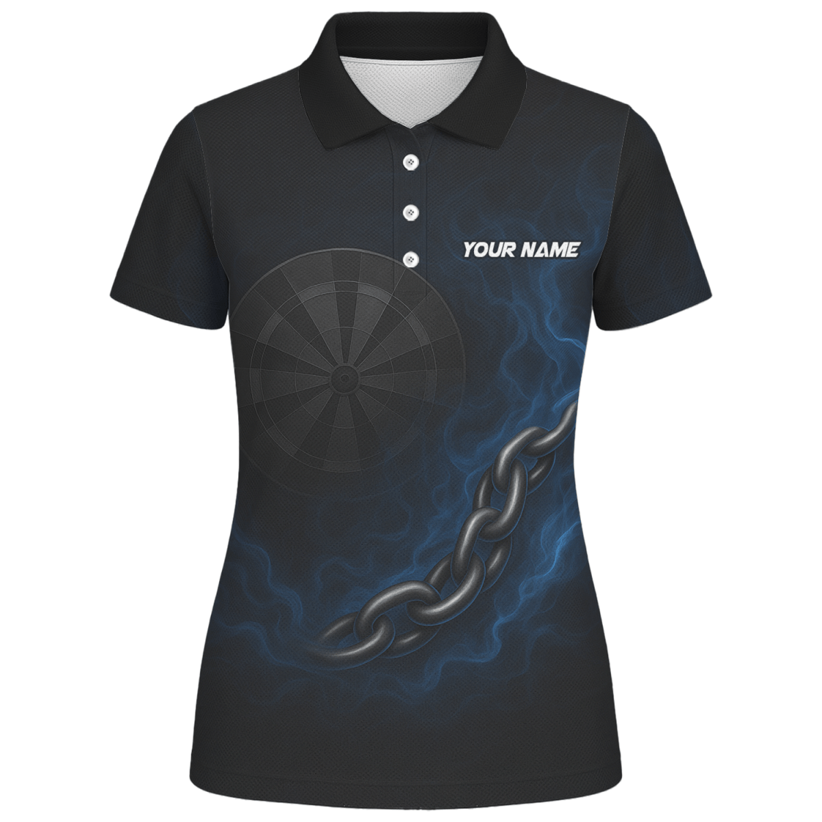 Personalisierbares Damen Poloshirt Schwarz Blau mit Skorpion Kettenpfeil Motiv - Outfitsuche
