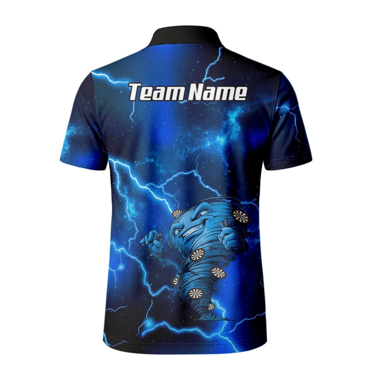 Personalisierbares Dart Polo Herren – Blaues Lightning Tornado Galaxy Design Performance Shirt LB3159 - Outfitsuche