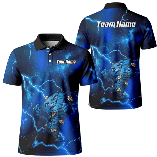 Personalisierbares Dart Polo Herren – Blaues Lightning Tornado Galaxy Design Performance Shirt LB3159 - Outfitsuche