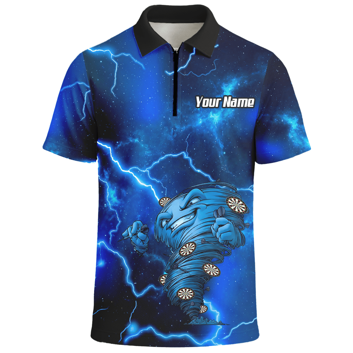 Personalisierbares Dart Polo Herren – Blaues Lightning Tornado Galaxy Design Performance Shirt LB3159 - Outfitsuche