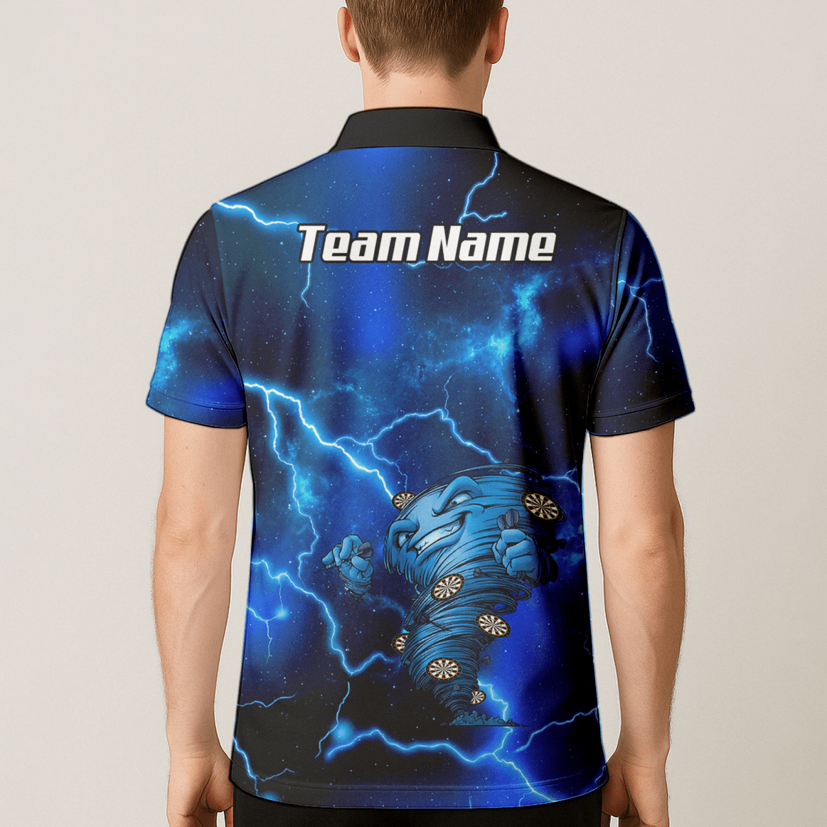 Personalisierbares Dart Polo Herren – Blaues Lightning Tornado Galaxy Design Performance Shirt LB3159 - Outfitsuche