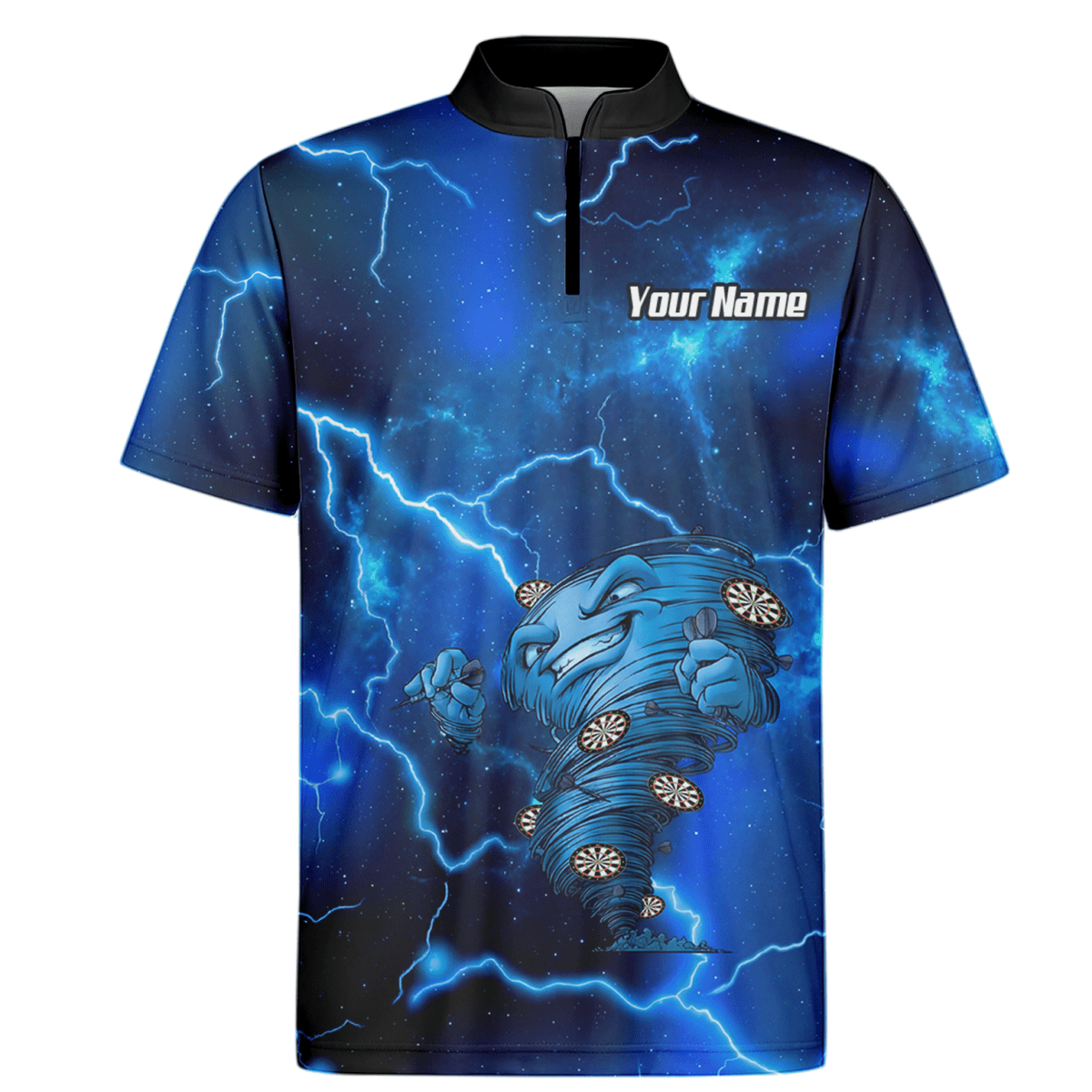 Personalisierbares Dart Polo Herren – Blaues Lightning Tornado Galaxy Design Performance Shirt LB3159 - Outfitsuche