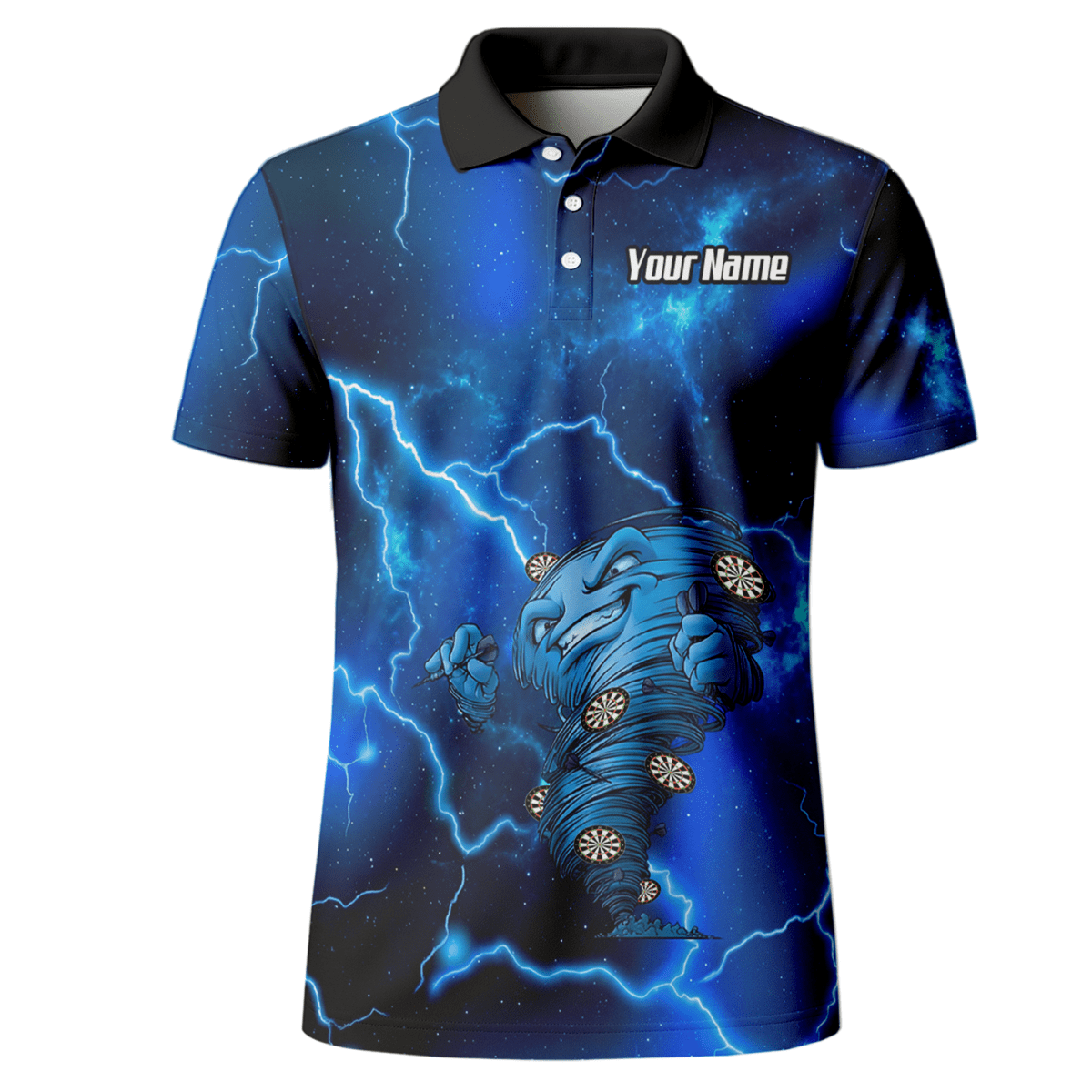Personalisierbares Dart Polo Herren – Blaues Lightning Tornado Galaxy Design Performance Shirt LB3159 - Outfitsuche
