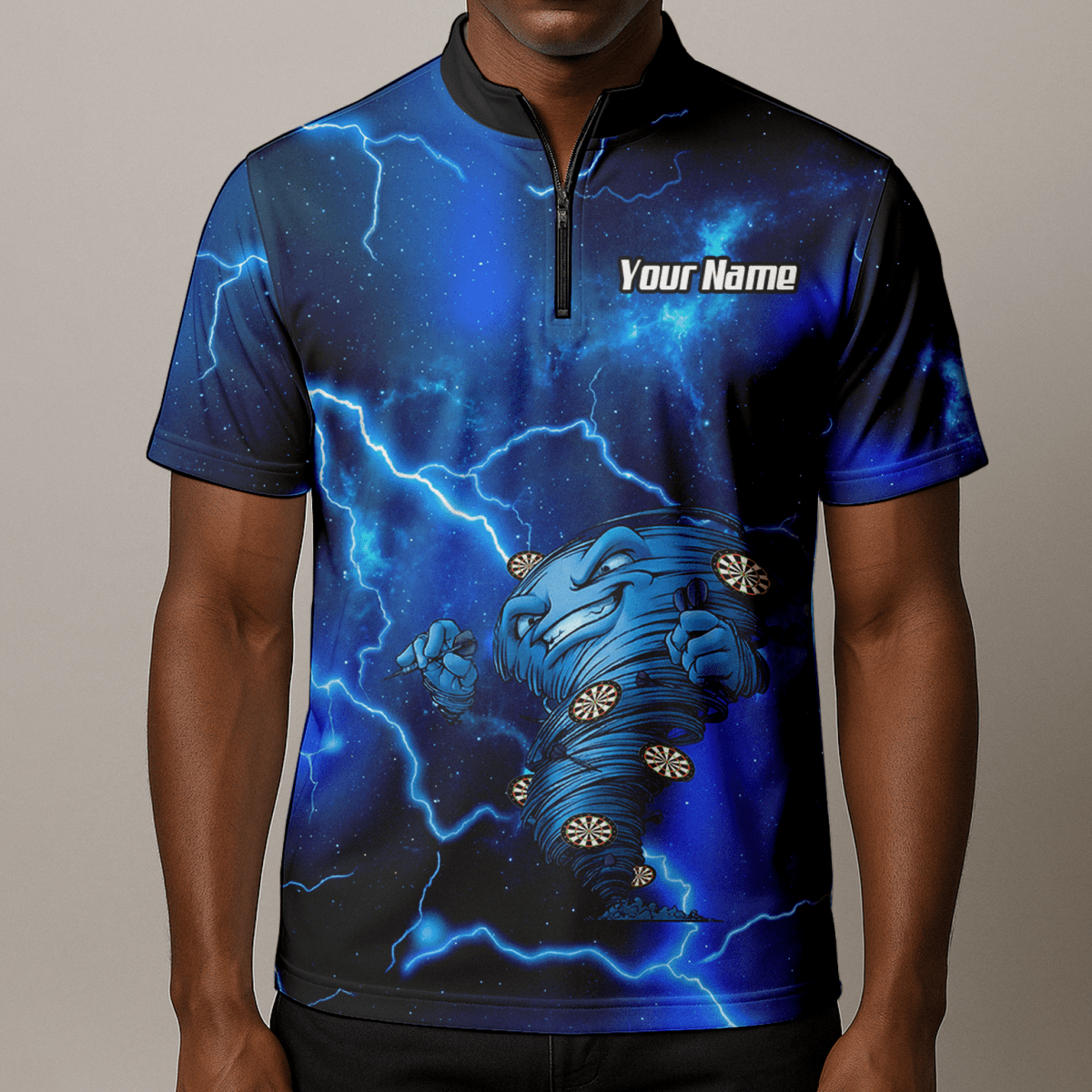 Personalisierbares Dart Polo Herren – Blaues Lightning Tornado Galaxy Design Performance Shirt LB3159 - Outfitsuche