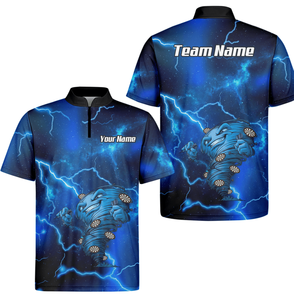 Personalisierbares Dart Polo Herren – Blaues Lightning Tornado Galaxy Design Performance Shirt LB3159 - Outfitsuche