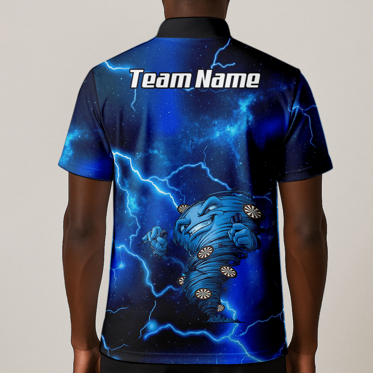 Personalisierbares Dart Polo Herren – Blaues Lightning Tornado Galaxy Design Performance Shirt LB3159 - Outfitsuche