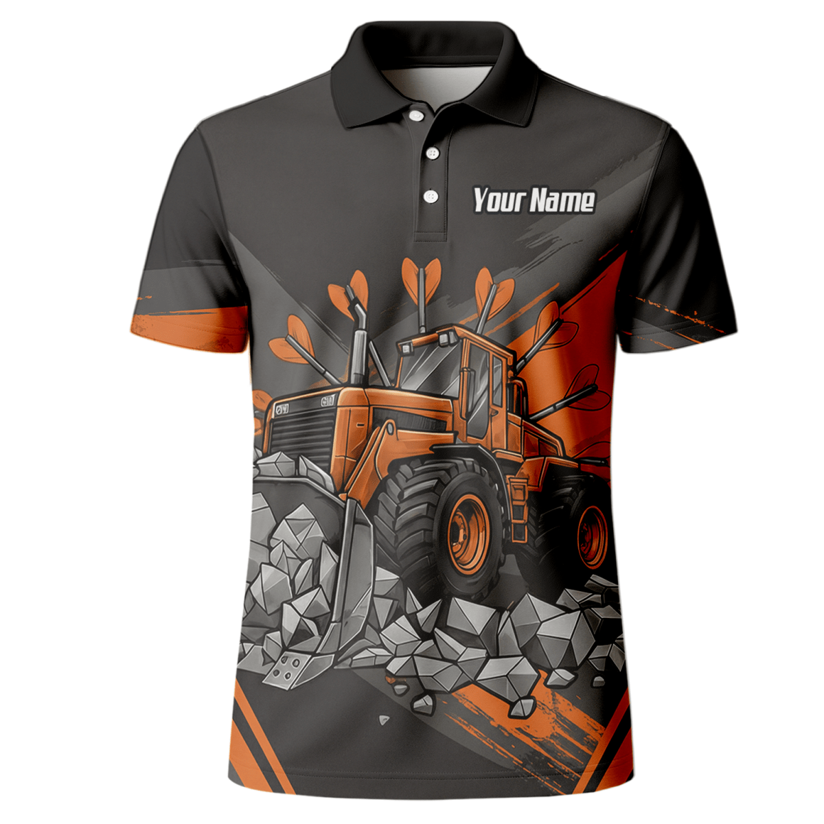 Personalisierbares Dartshirt mit Bulldozer - Motiv für Herren | Individuelles Team - und Spielernamen - Trikot | Bau - Design Darttrikot Gh9320 - Outfitsuche