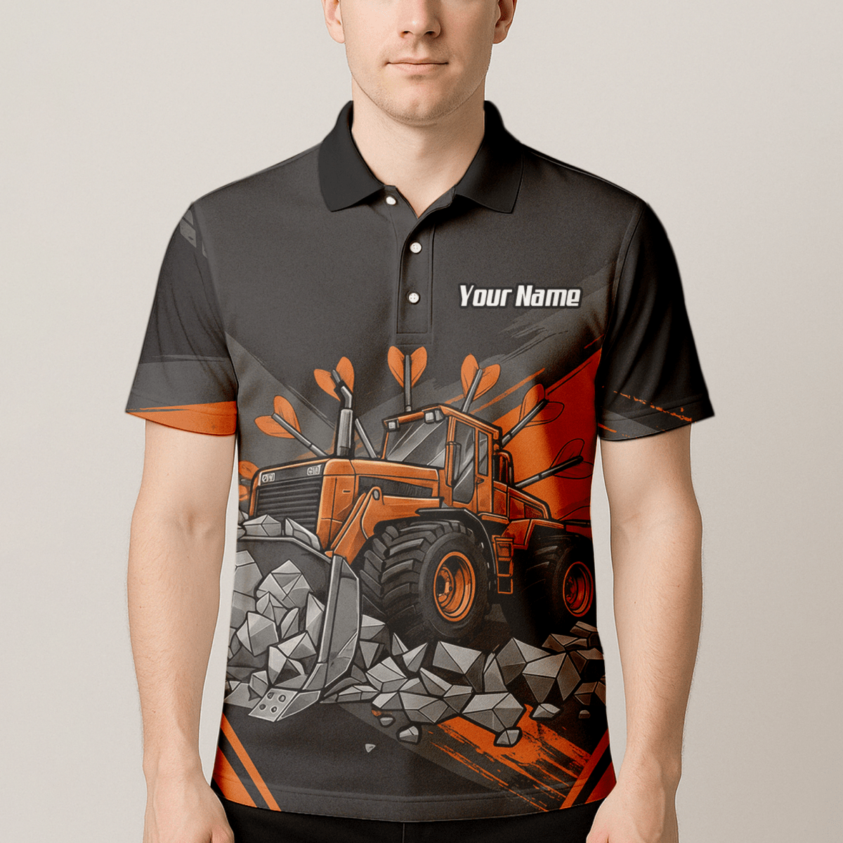 Personalisierbares Dartshirt mit Bulldozer - Motiv für Herren | Individuelles Team - und Spielernamen - Trikot | Bau - Design Darttrikot Gh9320 - Outfitsuche