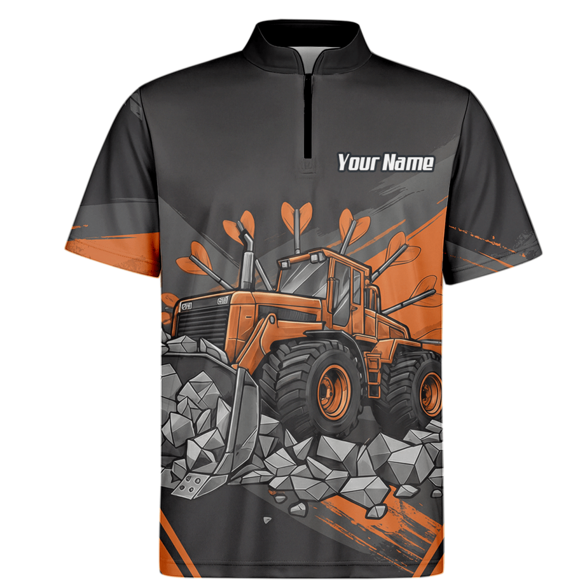 Personalisierbares Dartshirt mit Bulldozer - Motiv für Herren | Individuelles Team - und Spielernamen - Trikot | Bau - Design Darttrikot Gh9320 - Outfitsuche