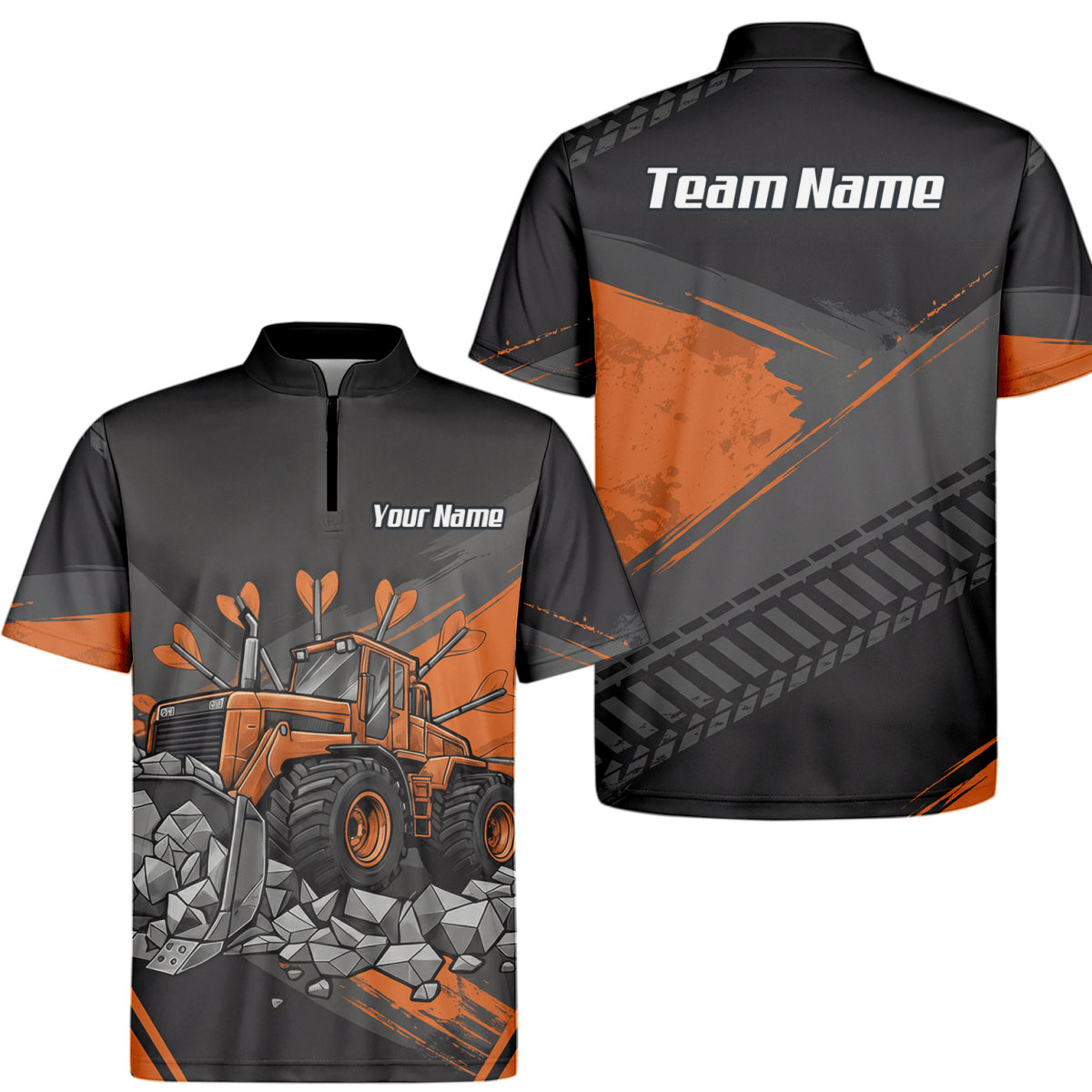 Personalisierbares Dartshirt mit Bulldozer - Motiv für Herren | Individuelles Team - und Spielernamen - Trikot | Bau - Design Darttrikot Gh9320 - Outfitsuche