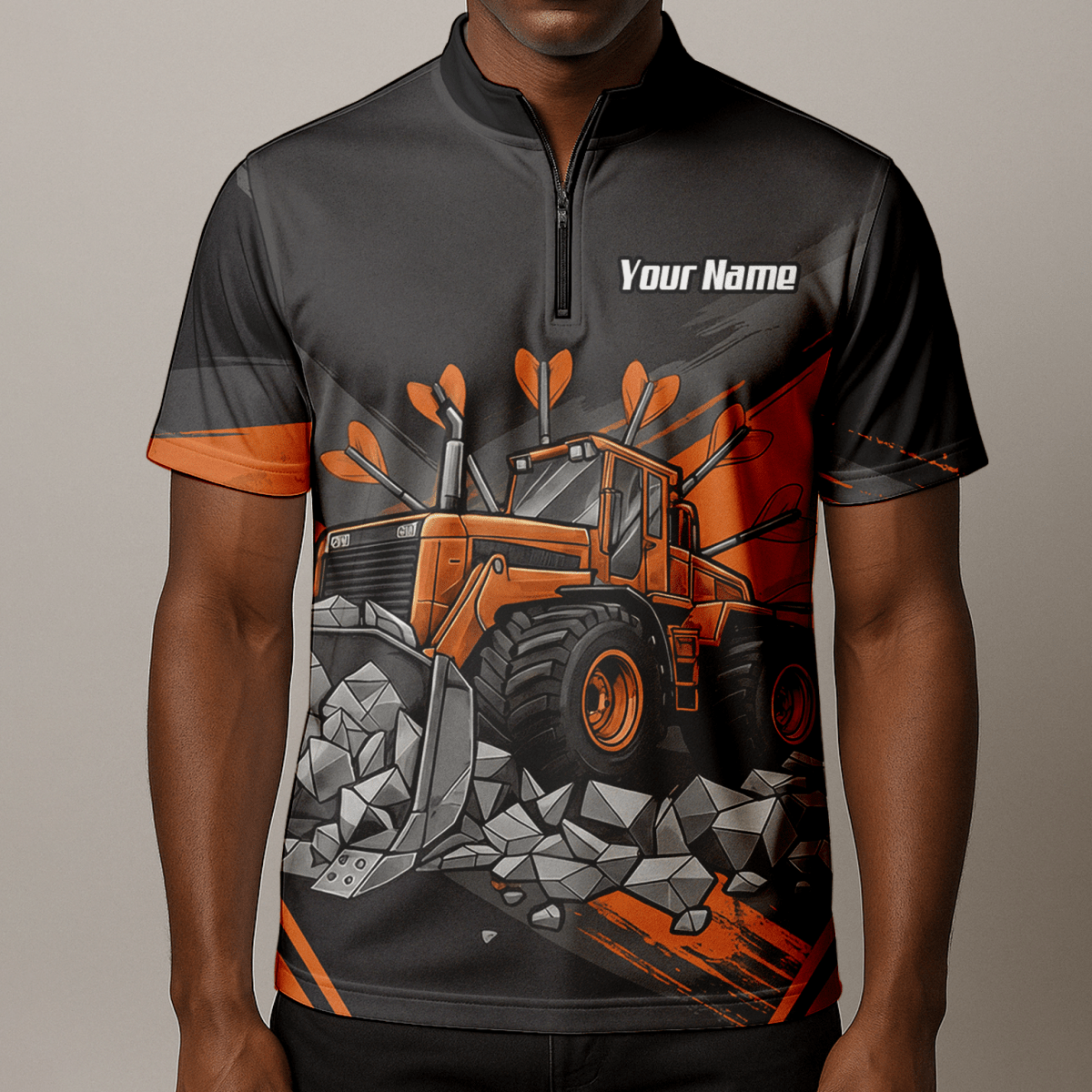 Personalisierbares Dartshirt mit Bulldozer - Motiv für Herren | Individuelles Team - und Spielernamen - Trikot | Bau - Design Darttrikot Gh9320 - Outfitsuche