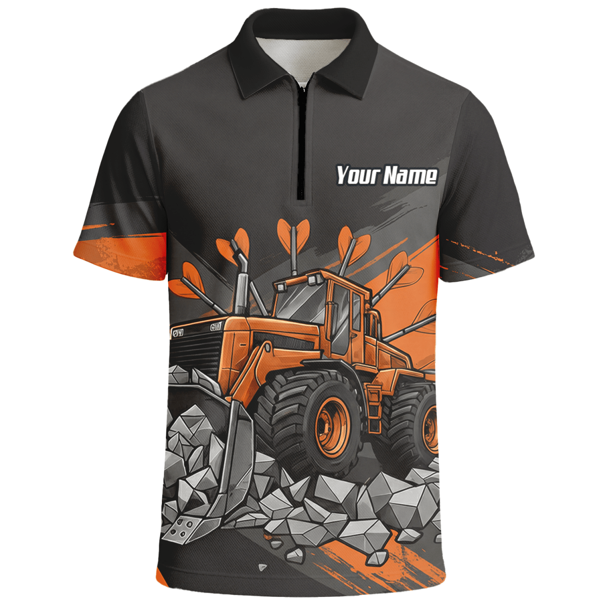 Personalisierbares Dartshirt mit Bulldozer - Motiv für Herren | Individuelles Team - und Spielernamen - Trikot | Bau - Design Darttrikot Gh9320 - Outfitsuche