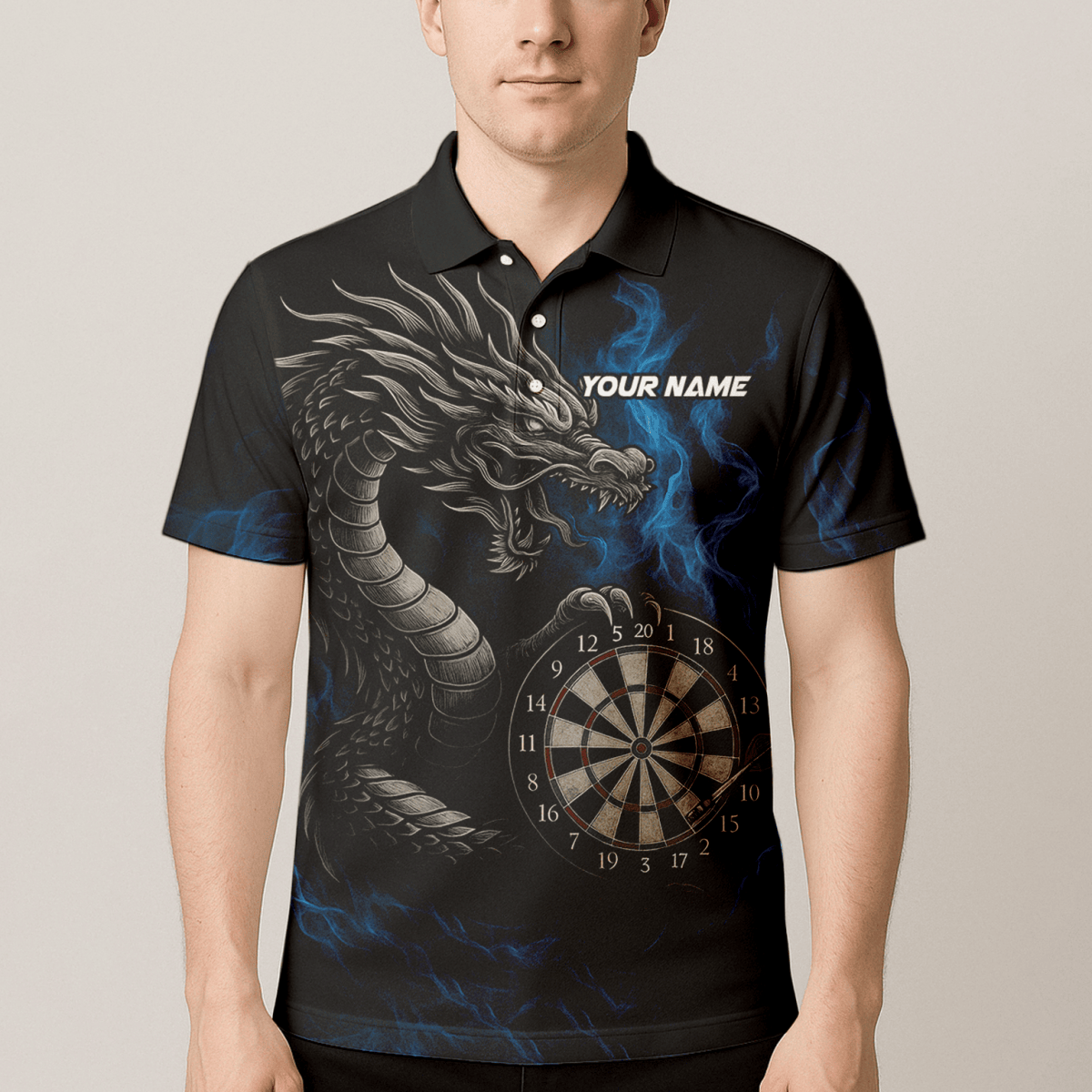 Personalisierbares Herren Dart - Polo - Shirt Schwarz mit Rotem Adler Motiv C2269 - Outfitsuche