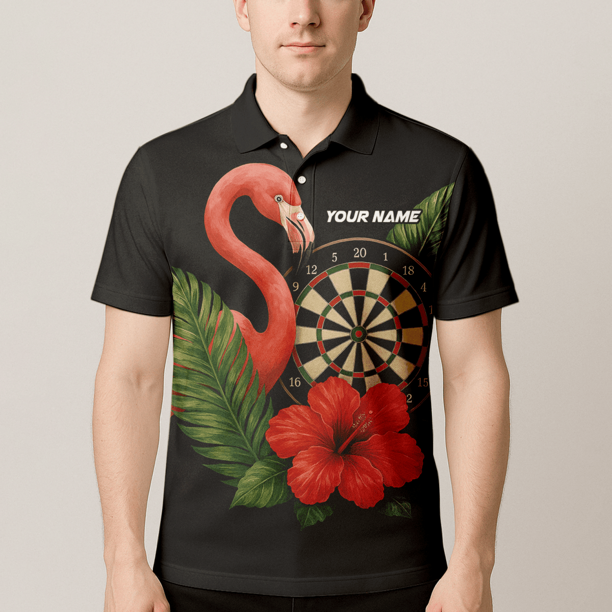Personalisierbares Herren Dart Poloshirt Schwarz mit Blauem Flammen - Wolf Motiv E3749 - Outfitsuche