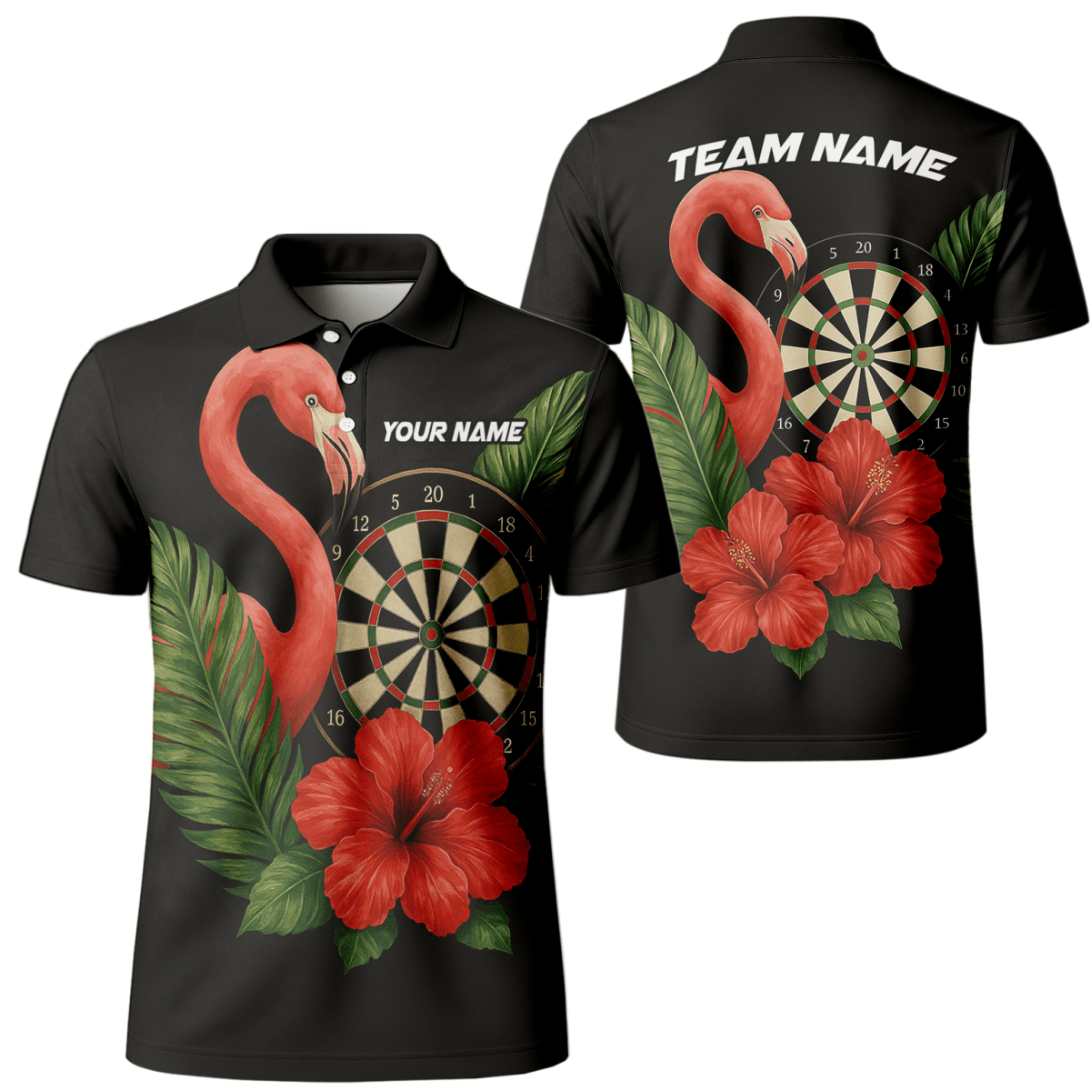 Personalisierbares Herren Dart Poloshirt Schwarz mit Blauem Flammen - Wolf Motiv E3749 - Outfitsuche