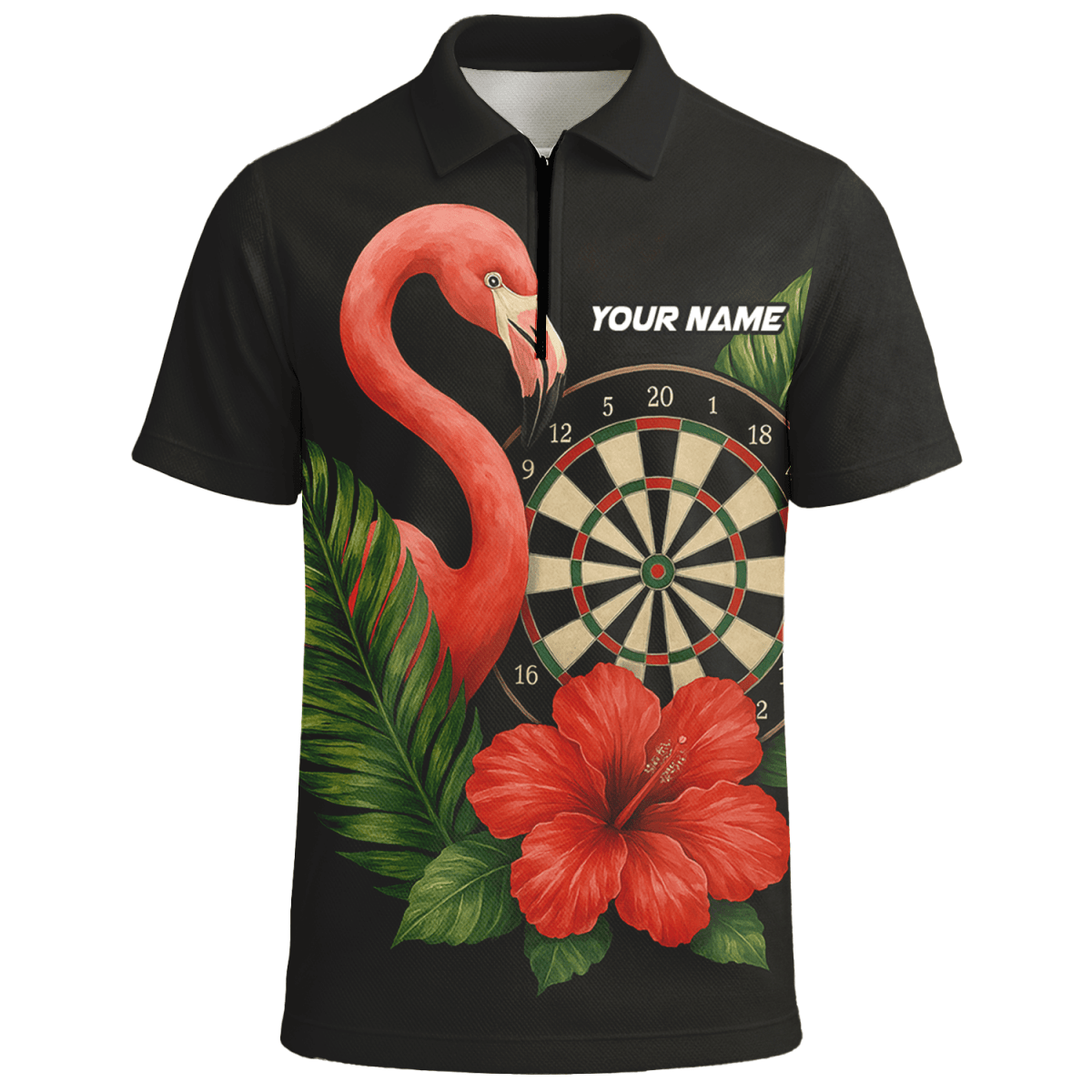 Personalisierbares Herren Dart Poloshirt Schwarz mit Blauem Flammen - Wolf Motiv E3749 - Outfitsuche
