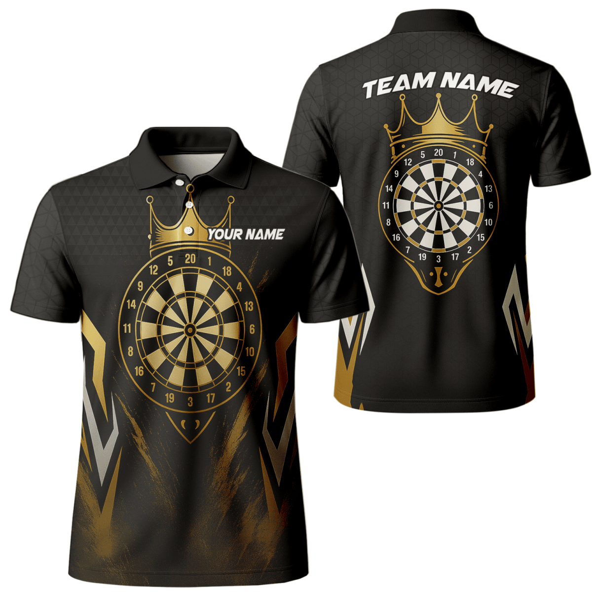 Personalisierbares Herren Darts Poloshirt – Schwarzer Totenkopf & Blaue Flamme W9405 - Outfitsuche