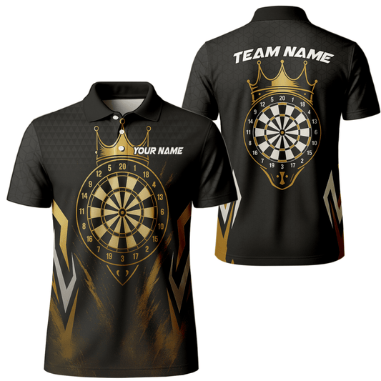 Personalisierbares Herren Darts Poloshirt – Schwarzer Totenkopf & Blaue Flamme W9405 - Outfitsuche