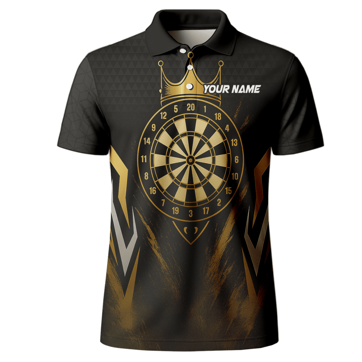 Personalisierbares Herren Darts Poloshirt – Schwarzer Totenkopf & Blaue Flamme W9405 - Outfitsuche