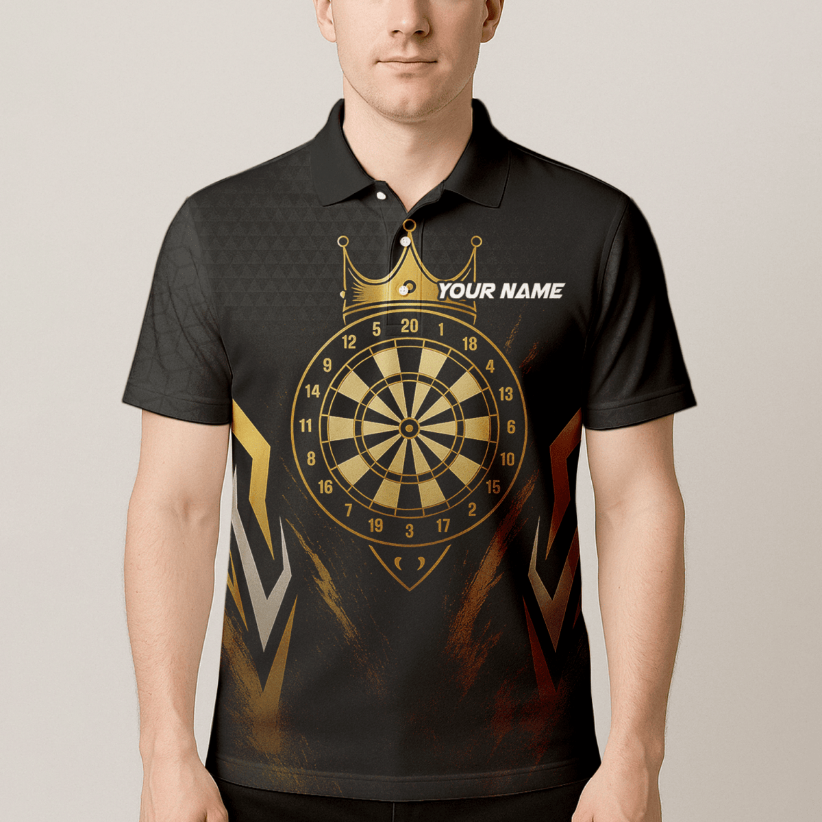 Personalisierbares Herren Darts Poloshirt – Schwarzer Totenkopf & Blaue Flamme W9405 - Outfitsuche
