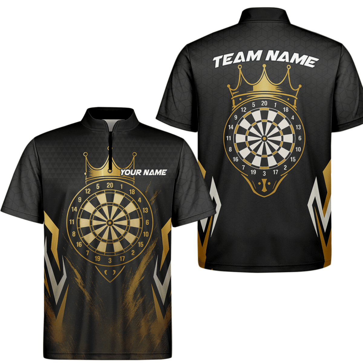 Personalisierbares Herren Darts Poloshirt – Schwarzer Totenkopf & Blaue Flamme W9405 - Outfitsuche