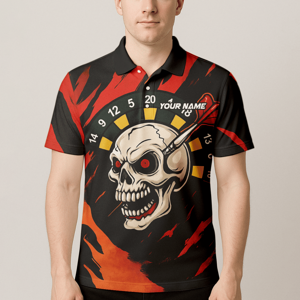 Personalisierbares Herren Poloshirt mit Schwarz - Gold - Krone Darts - Motiv Z2886 - Outfitsuche