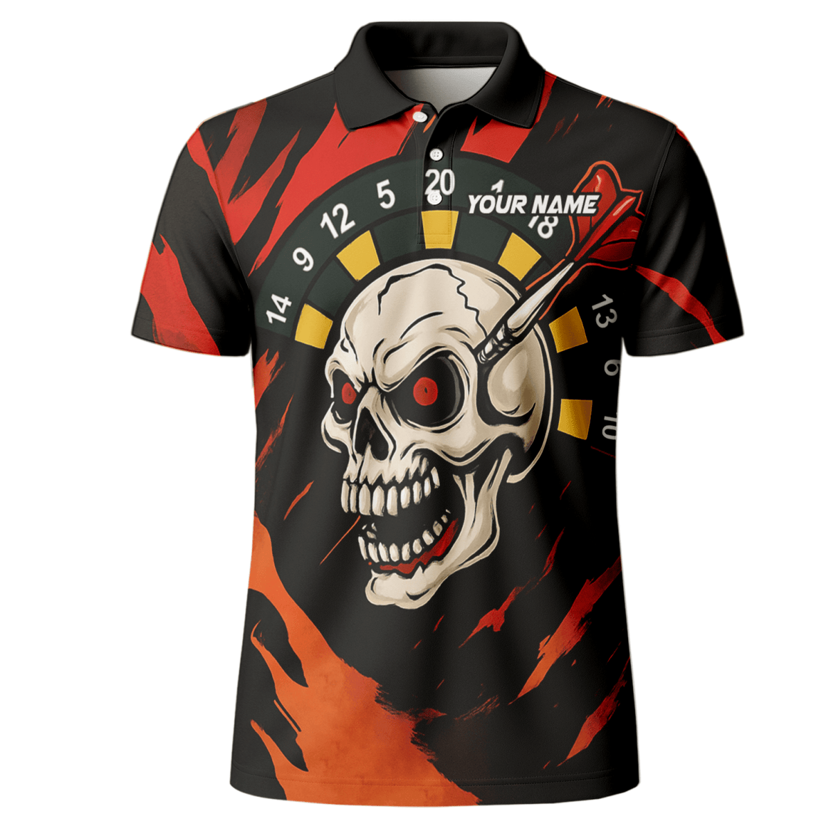 Personalisierbares Herren Poloshirt mit Schwarz - Gold - Krone Darts - Motiv Z2886 - Outfitsuche