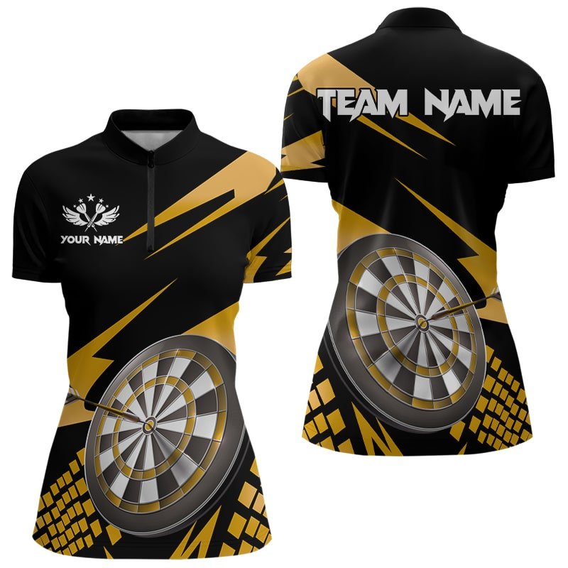 Personalisierte 3D Dart Polo Shirts in Gelb und Schwarz mit Dartboard Design T3140 - Outfitsuche