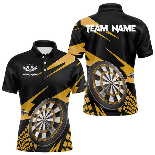 Personalisierte 3D Dart Polo Shirts in Gelb und Schwarz mit Dartboard Design T3140 - Outfitsuche