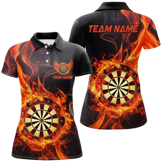 Personalisierte 3D - Dartboards mit Feuer - Design für Frauen – Individuelle Dart - Shirts und Team - Trikots in Schwarz T2835 - Outfitsuche