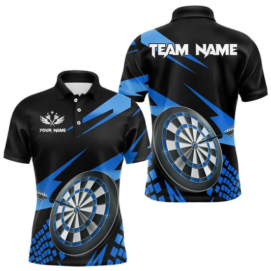 Personalisierte 3D Darts Board Dart Polo Shirts in Blau - Schwarz T3286 - Outfitsuche