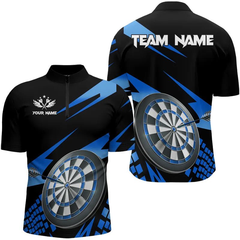 Personalisierte 3D Darts Board Dart Polo Shirts in Blau - Schwarz T3286 - Outfitsuche