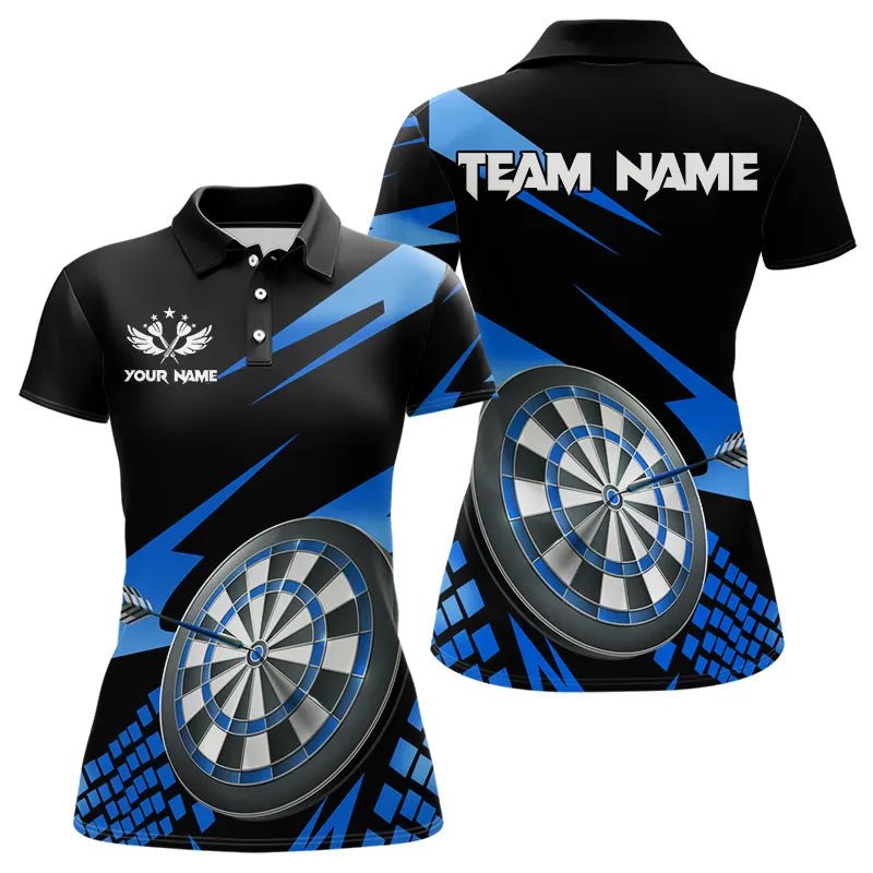 Personalisierte 3D Darts Board Dart Polo Shirts in Blau - Schwarz T3286 - Outfitsuche