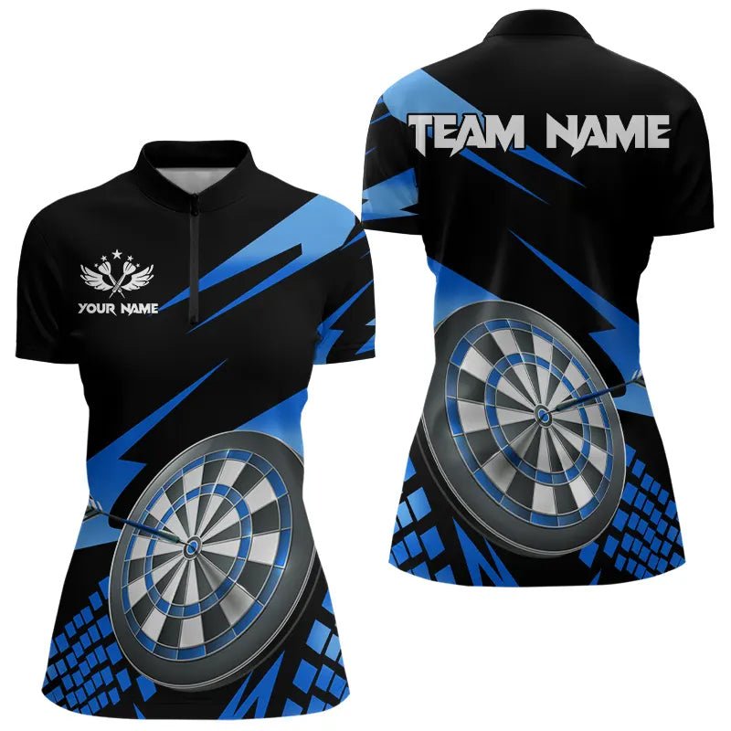 Personalisierte 3D Darts Board Dart Polo Shirts in Blau - Schwarz T3286 - Outfitsuche