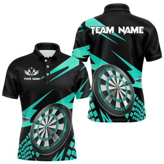 Personalisierte 3D Darts Board Dart Polo - Shirts in Cyan und Schwarz T3139 - Outfitsuche