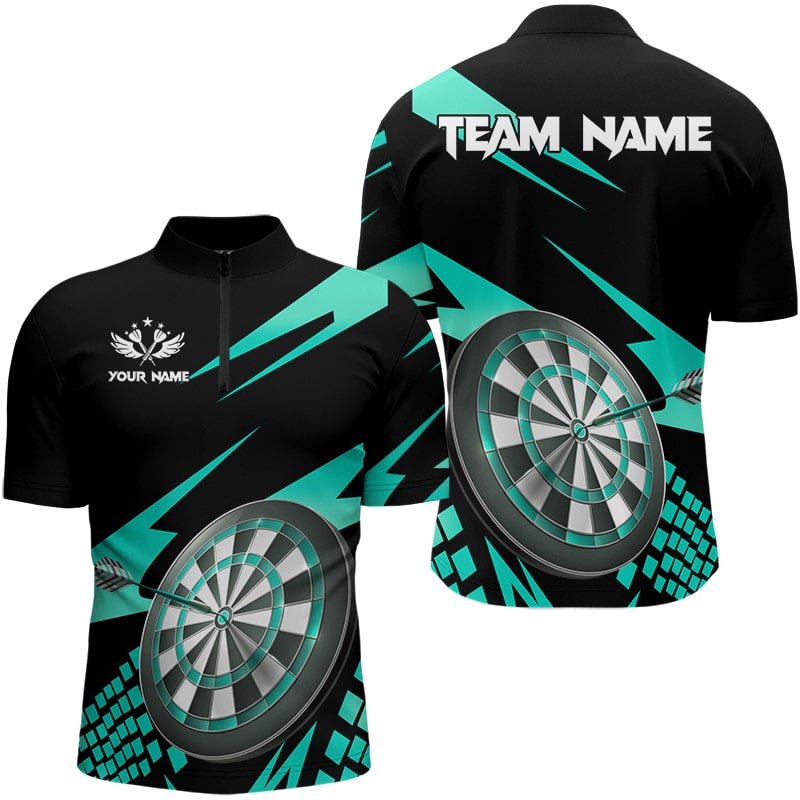 Personalisierte 3D Darts Board Dart Polo - Shirts in Cyan und Schwarz T3139 - Outfitsuche