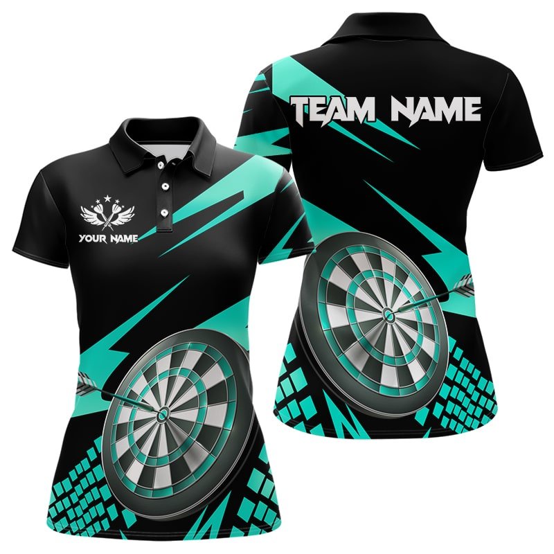 Personalisierte 3D Darts Board Dart Polo - Shirts in Cyan und Schwarz T3139 - Outfitsuche