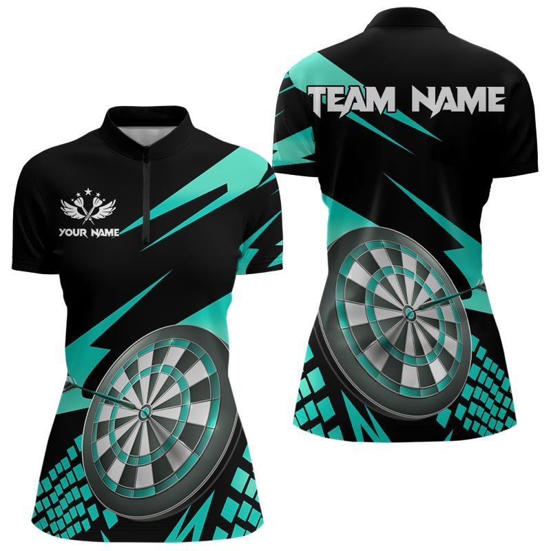 Personalisierte 3D Darts Board Dart Polo - Shirts in Cyan und Schwarz T3139 - Outfitsuche